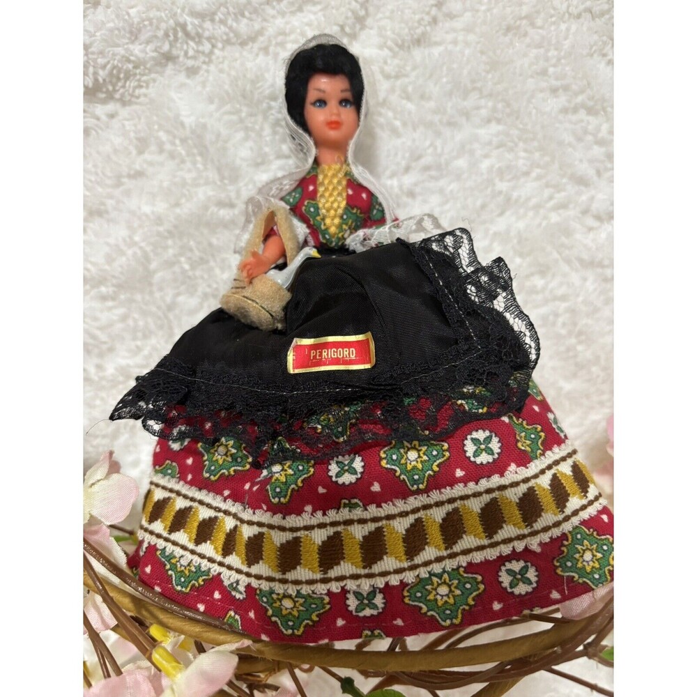 Vintage Perigord  Doll-5 1/2 tall, blinking eyes. Beautiful Dress